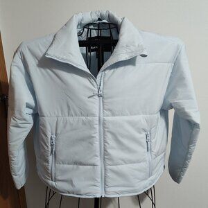 Land's End pale blue lightweight packable cropped puffer jacket, NWTs, size XS